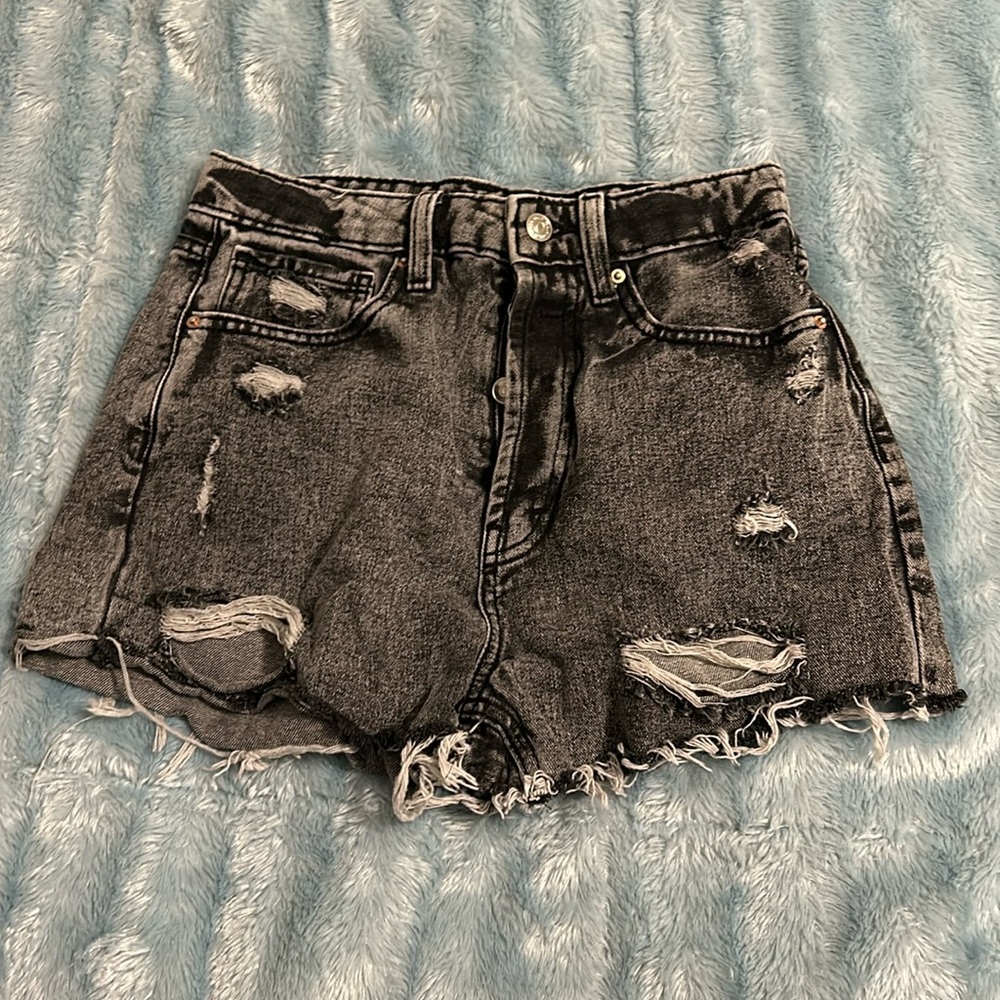 black jean shorts